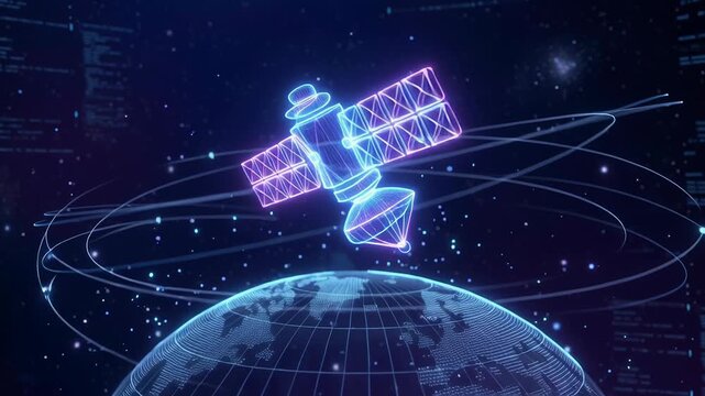Artificial intelligence command controls autonomous satellite programming for military warfare battlefield with advanced technology, strategic defense systems, and precise control space operations