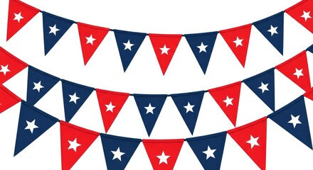 Obraz premium Patriotic memorial day decorations american flags garland for remembrance and honor