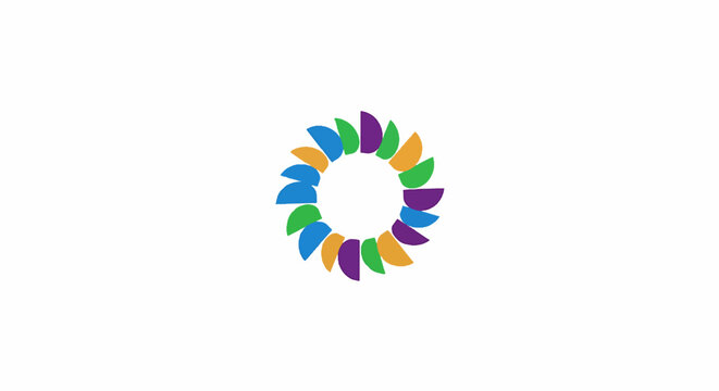 Colorful Abstract Design with Semicircle Elements on White Background.