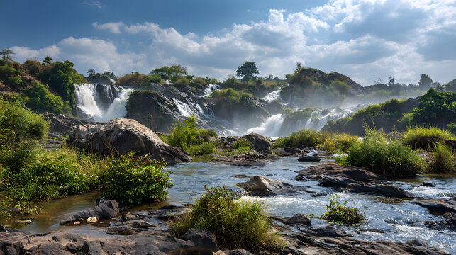 Scenery At the edge of Livingstone Falls, Republic of Congo. Background illustration of scenery in the Republic of Congo.
