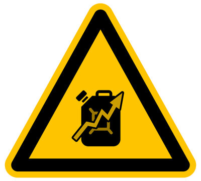 Se&ntilde;al de advertencia de precios de combustible al alza s&iacute;mbolo de bid&oacute;n de gasolina con flecha ilustraci&oacute;n vectorial