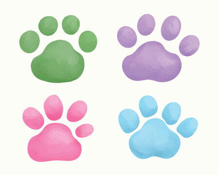 Paw Print Animal Foot Print Watercolor Illustration