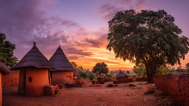panoramic view of a village in Togo. illustration of a village background in Togo