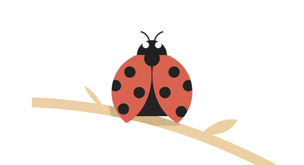 Fototapeta premium Ladybug on tree branch illustration close up of red beetle insect in nature environment for biology education
