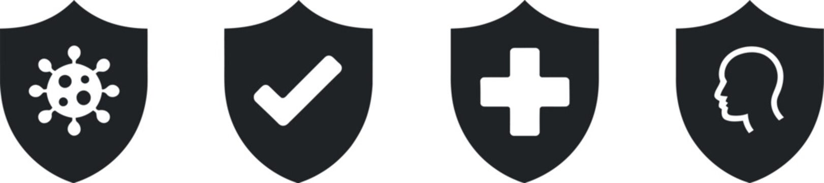 Immune system and antibacterial protection icon set including bacteria virus immunity health safety medical vector illustration