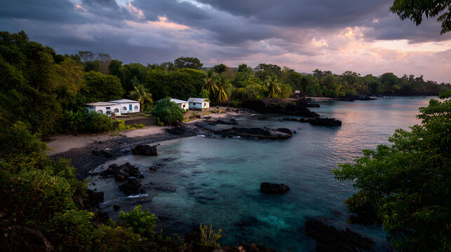 beautiful view of the bay in Moroni, Komoro. illustration of the background of the scenery in Komoro.