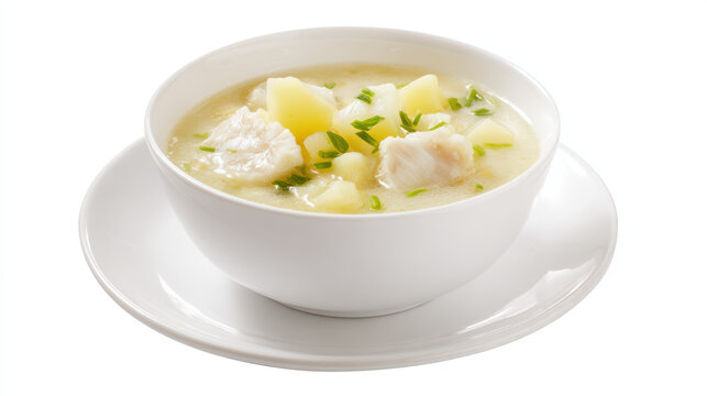 food photography of cullen skink in a rustic setting