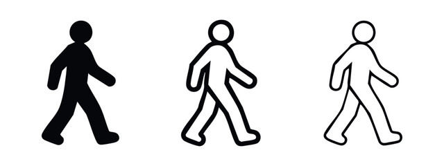 Fototapeta premium Walking person icon set. Pedestrian movement and human activity symbol for signs or apps.