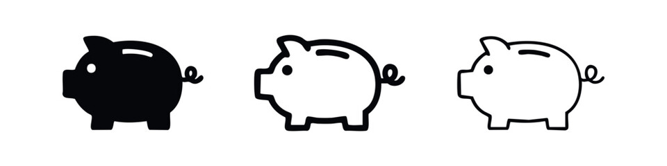 Fototapeta premium Piggy bank icon set for savings, financial planning, and future goals.