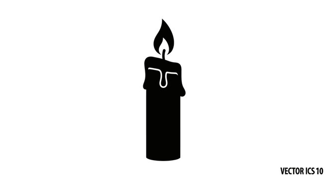 Black candle with a flame.