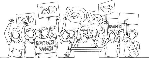 Obraz premium cartoon crowd with signs and speech bubbles