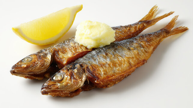 fried kippers food photography with herbs and spices
