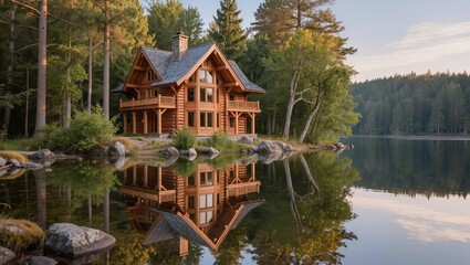 Fototapeta premium Luxury Wooden Chalet