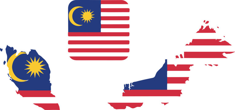 Map of malaysia with national flag pattern