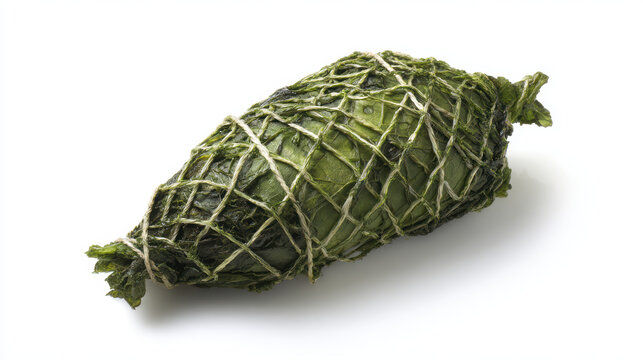 food photography of cornish yarg wrapped in fresh leaves