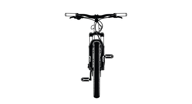 Black and white illustration of a mountain bike s front section