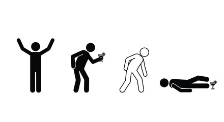 Evolution of man drinking from upright to incapacitated © Nasima