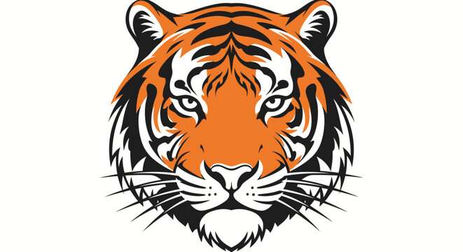 Close up of tiger face portrait.