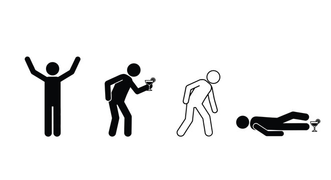Evolution of man drinking from upright to incapacitated