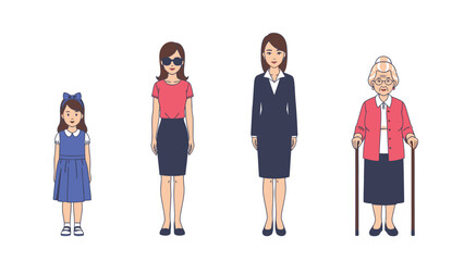 Obraz premium Generations of Women: Life Stages from Childhood to Seniority