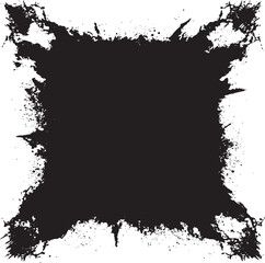Fototapeta premium Black ink splatter frame on white background
