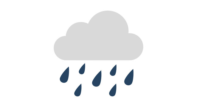 Rain Cloud With Falling Water Drops.