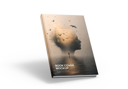 Floating Hardcover Book Cover Mockup