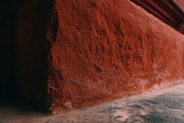 Fototapeta premium 日中の古い建物の明るい赤い壁
