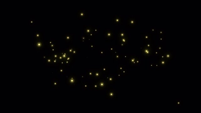 Floating Fireflies particles Loop on transparent background