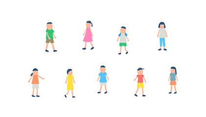 Fototapeta premium 夏を過ごす子どもたちのイラストセット