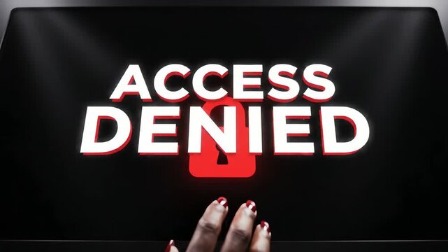 Access Denied Message on a Computer Screen with a Hand Trying to Access It
