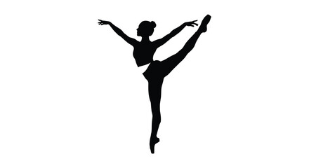 Dynamic ballerina in a dramatic pose showcasing grace and movement silhouette © AL-AMIN