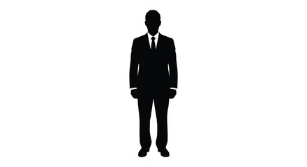 A formal business professional stands poised depicted as a dark silhouette © AL-AMIN