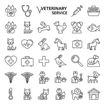 Veterinary service icons with animals.