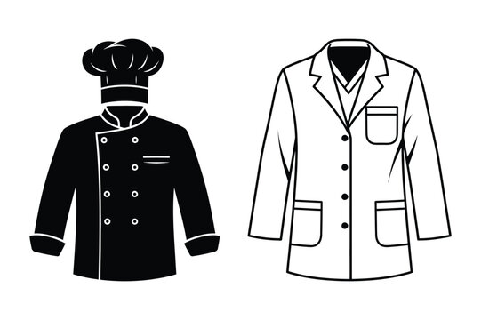 Chef uniform and lab coat professional attire vector illustration with scientist