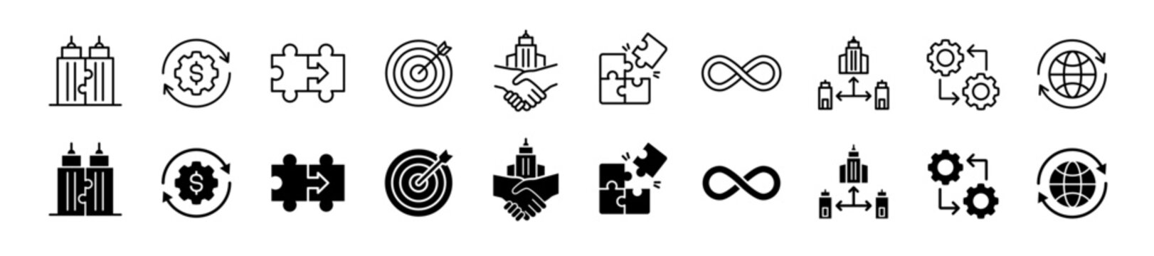 Business Integration icon set. Partnership and alliance symbol. Vector illustration.