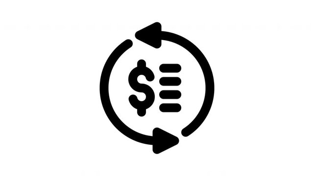 Billing Cycle Motion Icon with Money Subscription Loop for Automatic Payment System Digital Finance Fintech Application and Banking Service Transparent Alpha Channel
