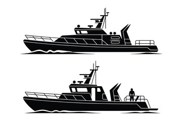 Naval patrol boats or coast guard ships vector illustration icon set © Sadek