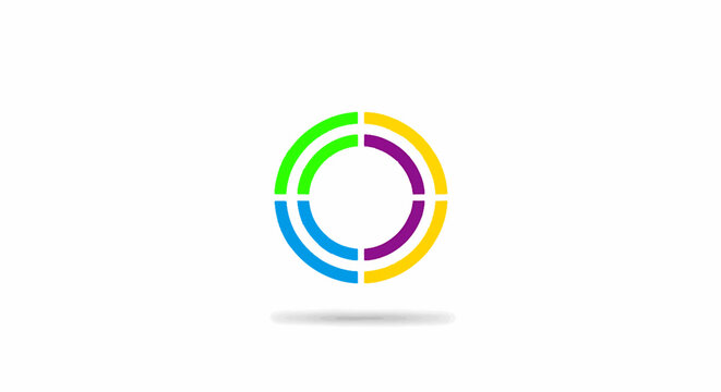 Colorful concentric circles logo design on white background for business.