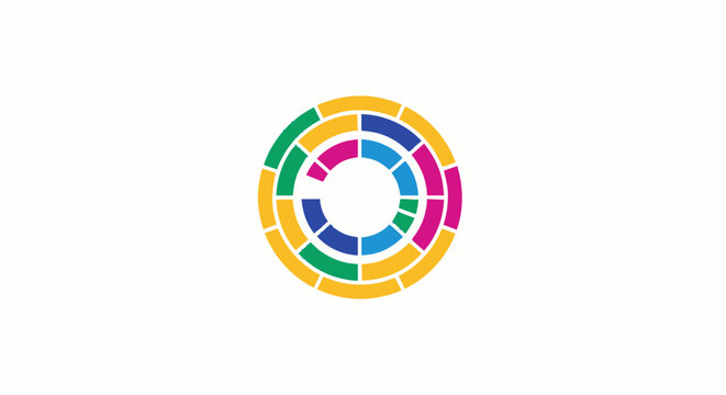 Colorful concentric circles logo design representing data visualization and technology.