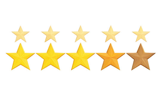 Five gold stars and three beige stars on white background p n g a i g e n e r a t e d isolated on a transparent background