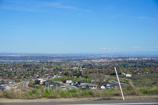 Kennewick Pasco and Richland Tri-Cities Washington from high vantage point