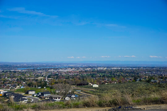 Kennewick Pasco and Richland Tri-Cities Washington from high vantage point