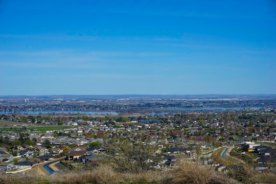 Kennewick Pasco and Richland Tri-Cities Washington from high vantage point