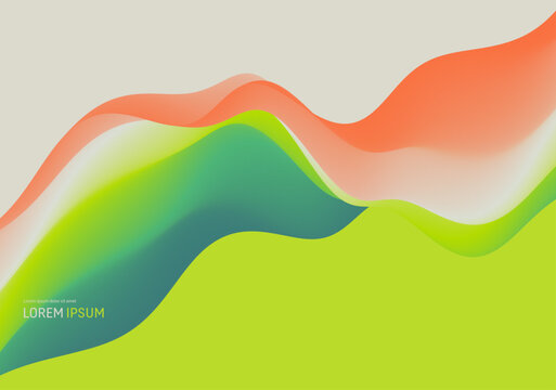 3D abstract wavy background with beautiful gradient colour transition. Dynamic wave. Vector illustration for banner, flyer, brochure, booklet, presentation or website design.