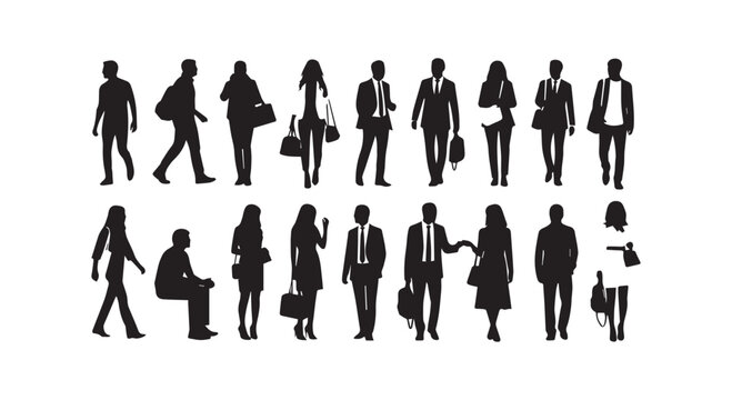 Diverse silhouettes of human figures showcasing different body types and poses in grayscale