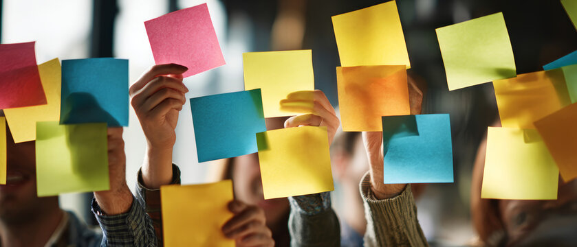 Sticky note brainstorming collaboration team planning idea colorful office sticky note brainstorming collaboration team planning idea colorful