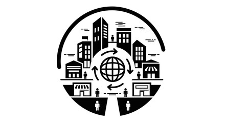 Fototapeta premium Black and white cityscape illustration design.
