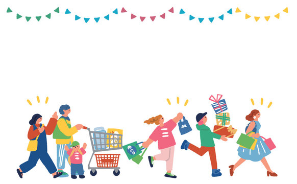 日常の買い物シーンのイラスト