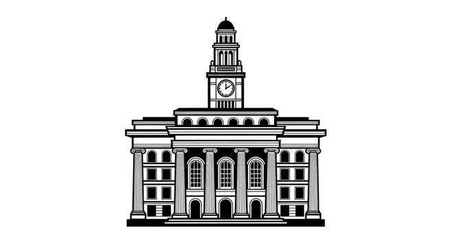 Clock tower building with columns.